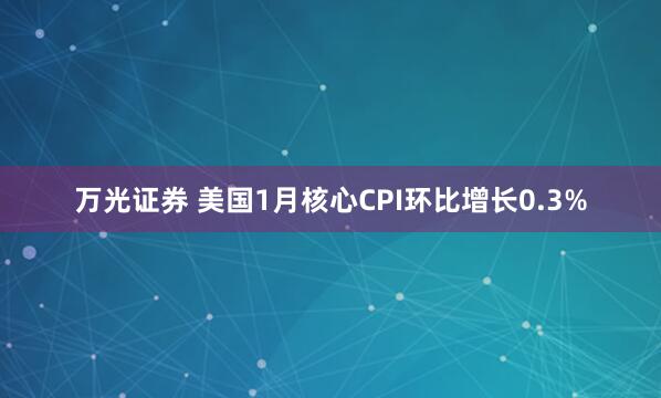 万光证券 美国1月核心CPI环比增长0.3%