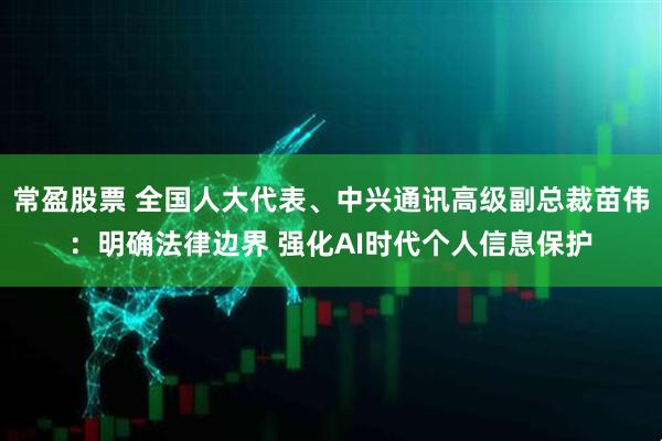 常盈股票 全国人大代表、中兴通讯高级副总裁苗伟：明确法律边界 强化AI时代个人信息保护